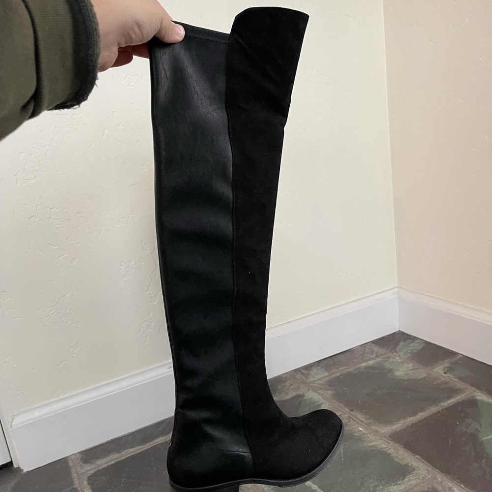 Never worn black suede knee-high boots. - Picture 6 of 8